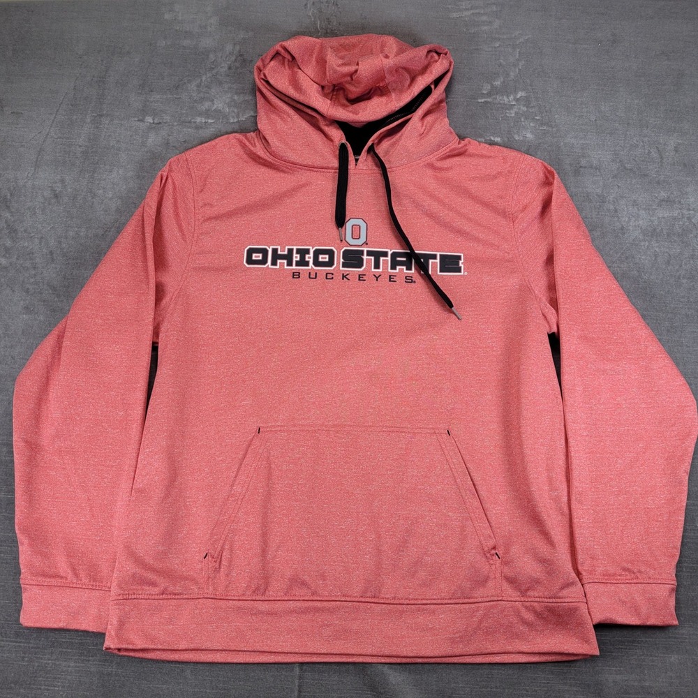 J America Ohio State Buckeyes Hoodie Red Heathered Polyester‎ X Large Men